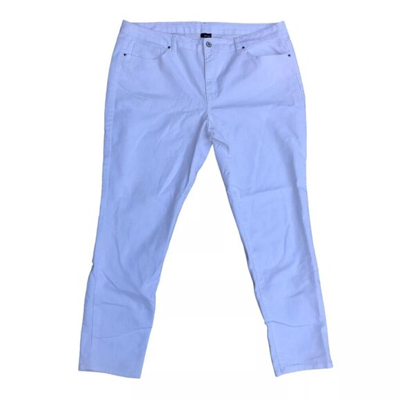 BASIC EDITIONS Skinny Jeans Women's 18 White Denim Curvy Waist​ - Picture 1 of 7